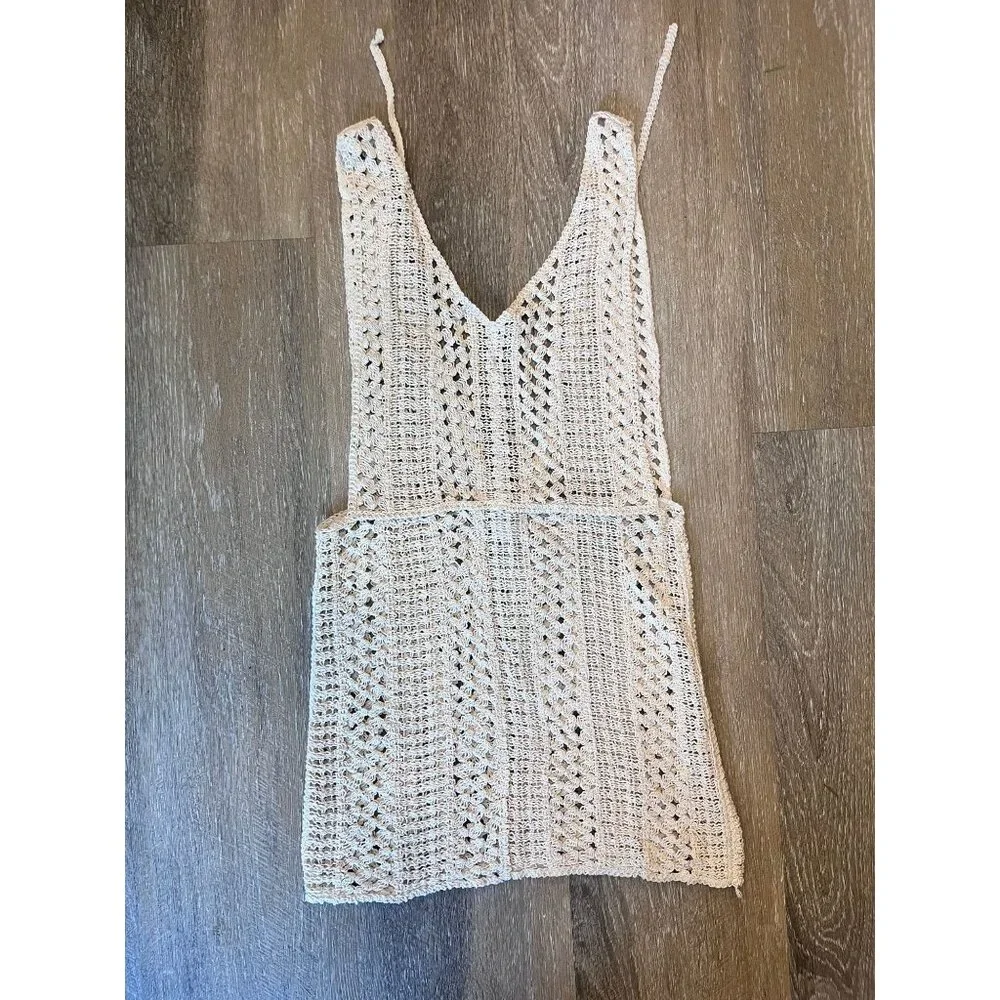 Boho Knitted Romper Overlay – Cream / Ivory – Size Medium - Picture 1 of 3